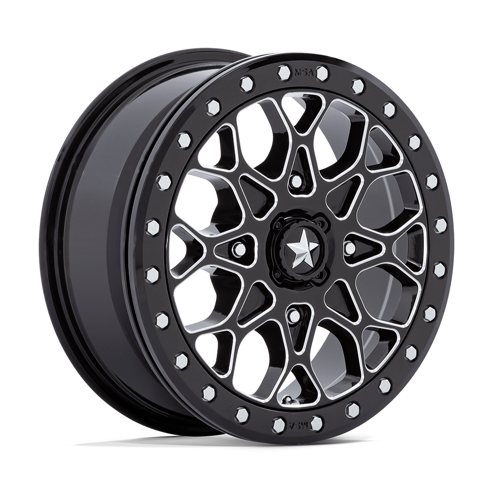 MSA Offroad Wheels M48 PORTAL BEADLOCK GLOSS BLACK MILLED WITH GLOSS BLACK RING