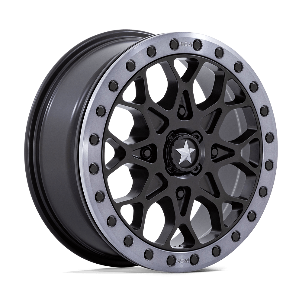 MSA Offroad Wheels M48 PORTAL BEADLOCK SATIN BLACK WITH GRAY TINT RING