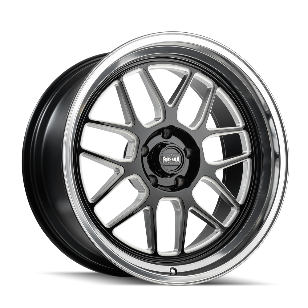 Ridler 611 Custom Wheel Gloss Black Milled with Diamond Cut Lip
