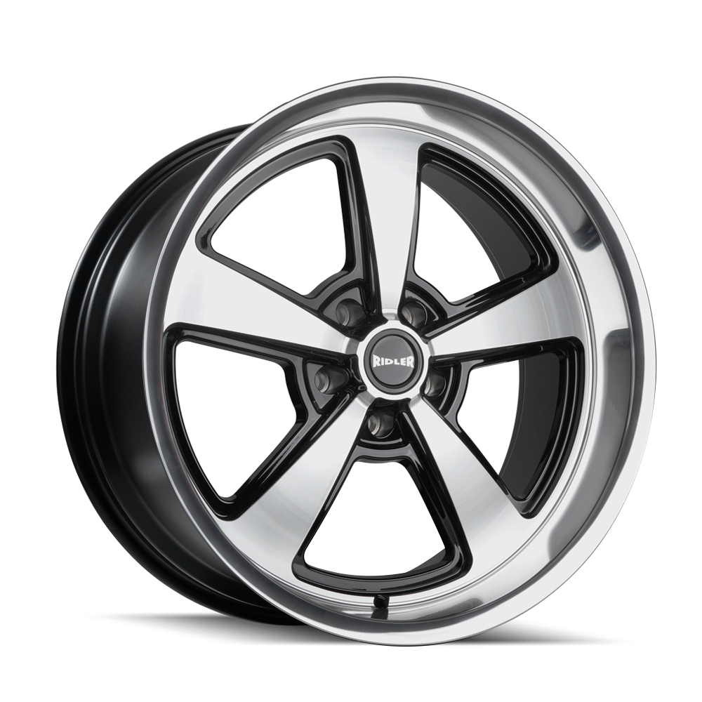 Ridler 652 Custom Wheel Gloss Black with Diamond Cut Face and Lip