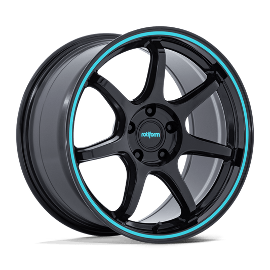 Rotiform RC208 BPU GLOSS BLACK W/ TEAL STRIPE
