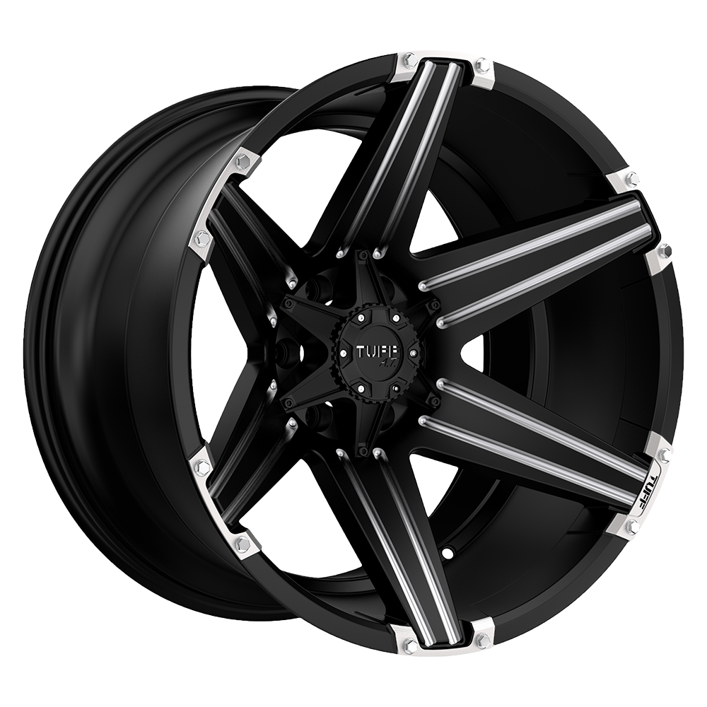Tuff T12 SATIN BLACK W/ MILLED SPOKES AND BRUSHED INSERTS