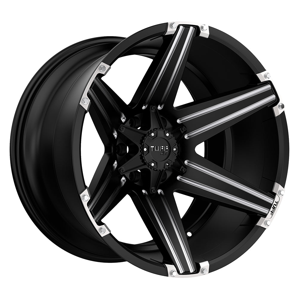 Tuff T12 SATIN BLACK W/ MILLED SPOKES