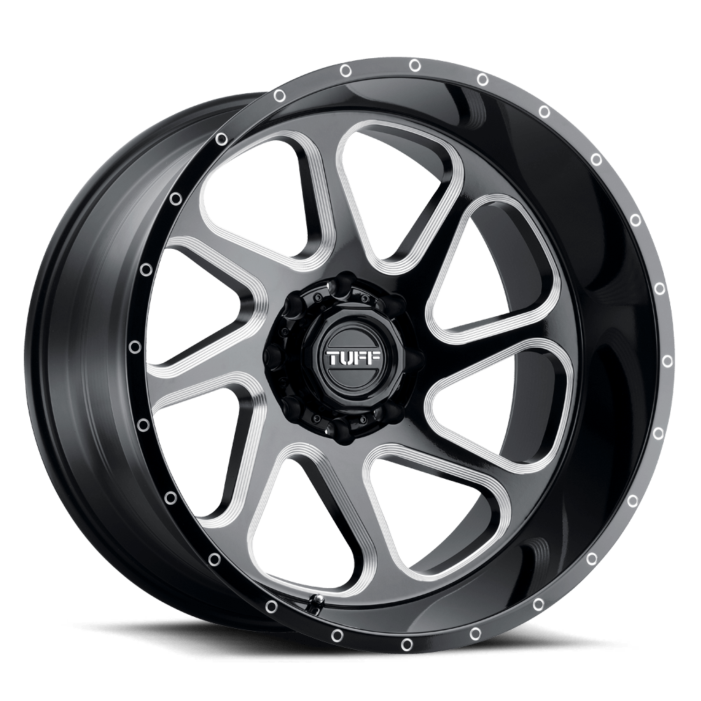 Tuff T2B GLOSS BLACK W/ MILLED SPOKES