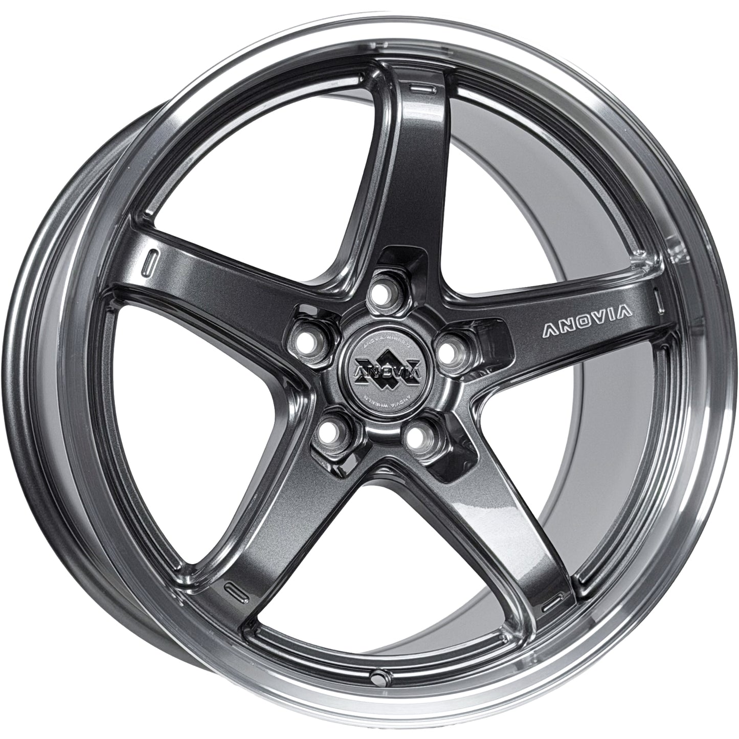 Anovia AN-5S Custom Wheel Gloss Gunmetal Machined Lip