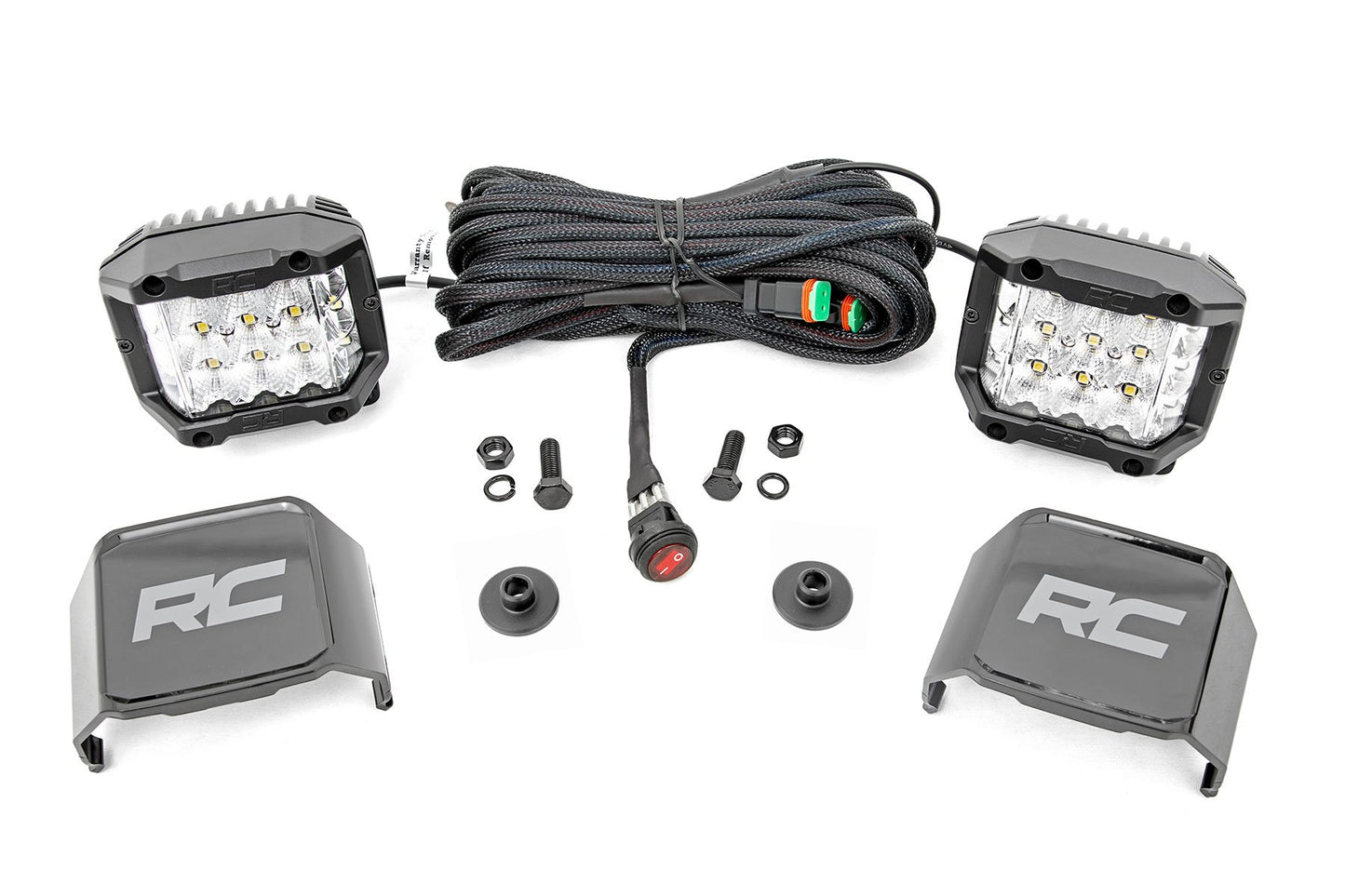 Rough Country LED Light Kit | Ditch Mount | 2" Chrome Pair | Wide | Ford Bronco 4WD (21-25)
