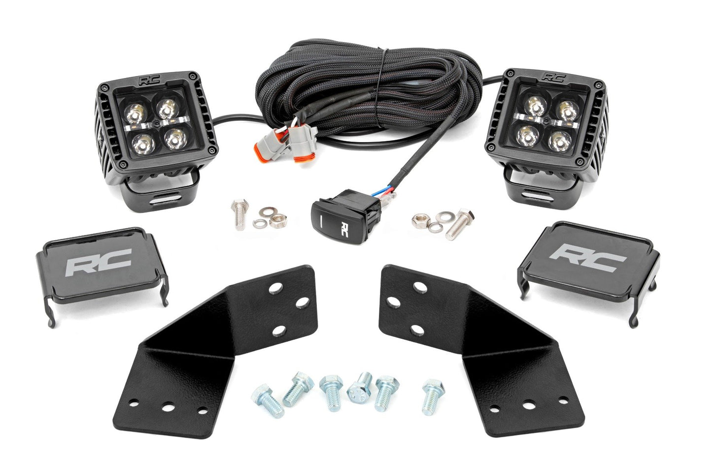 Rough Country LED Light Kit | Rear Mount | 2" Black Pair | White DRL | CFMOTO UFORCE 1000