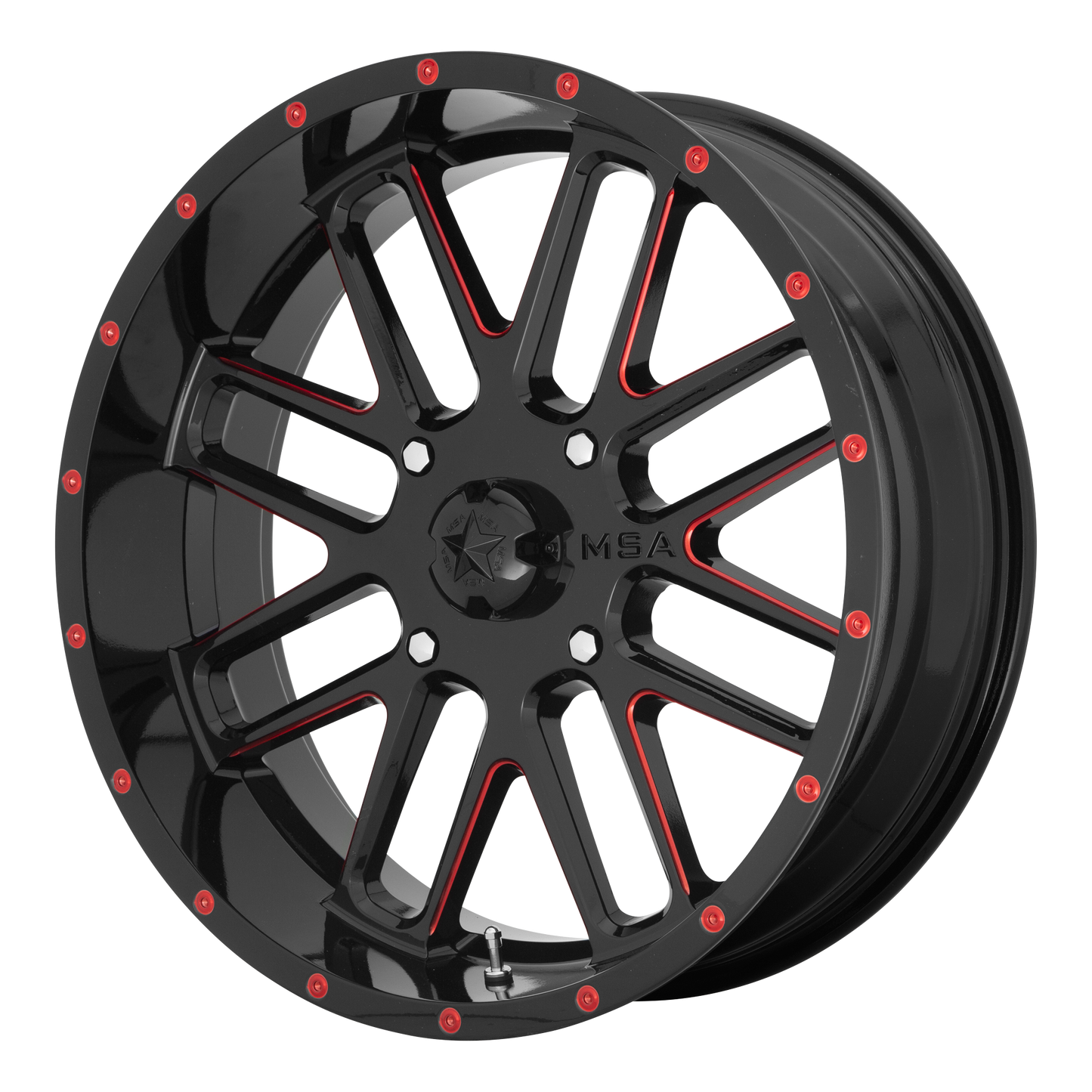 MSA Offroad Wheels M35 BANDIT GLOSS BLACK MILLED WITH RED TINT