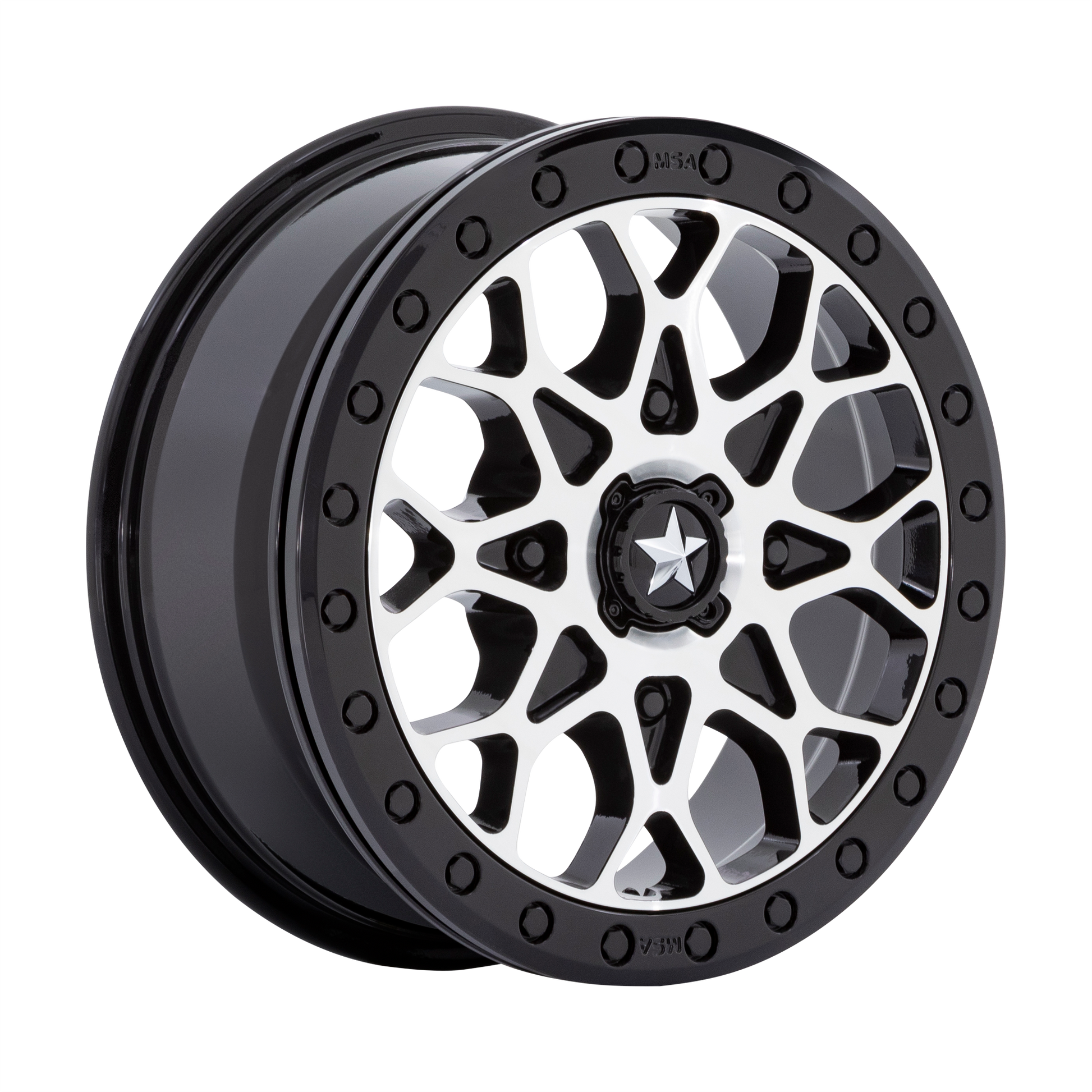 MSA Offroad Wheels M48 PORTAL BEADLOCK GLOSS BLACK MACHINED WITH GLOSS BLACK RING