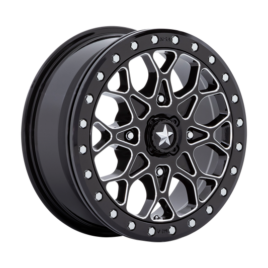 MSA Offroad Wheels M48 PORTAL BEADLOCK GLOSS BLACK MILLED WITH GLOSS BLACK RING