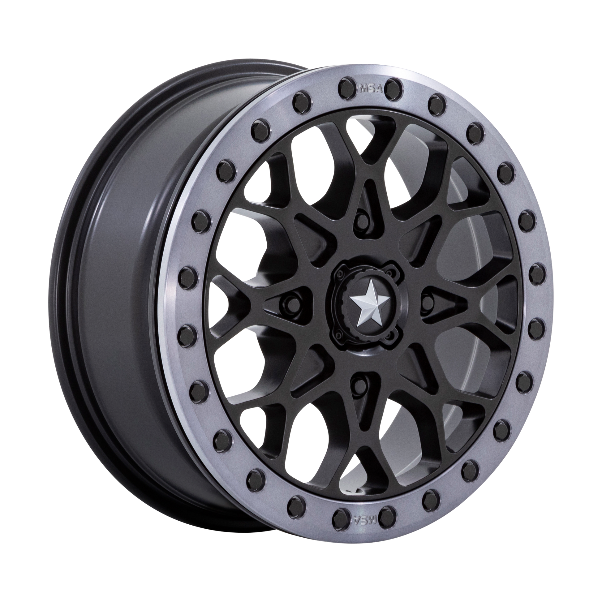 MSA Offroad Wheels M48 PORTAL BEADLOCK SATIN BLACK WITH GRAY TINT RING