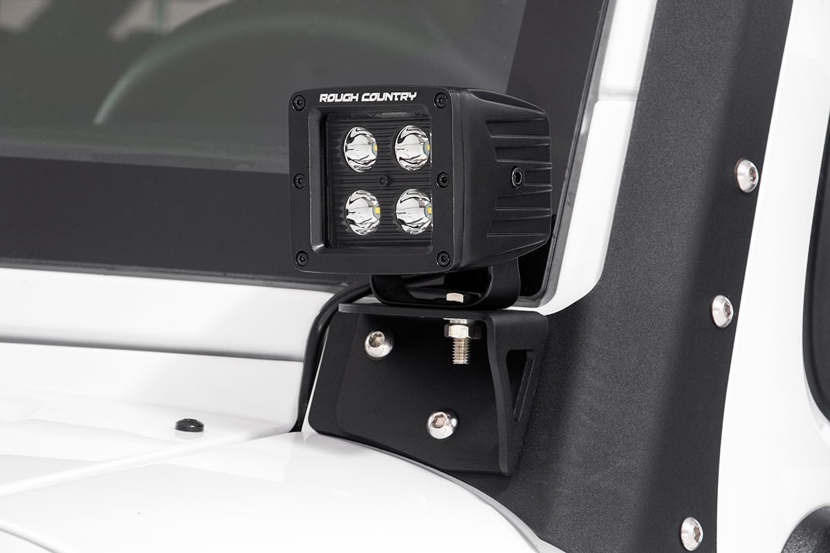 Rough Country LED Light Mount | Lower Windshield | Pod | Jeep Wrangler JK/Wrangler Unlimited (07-18)