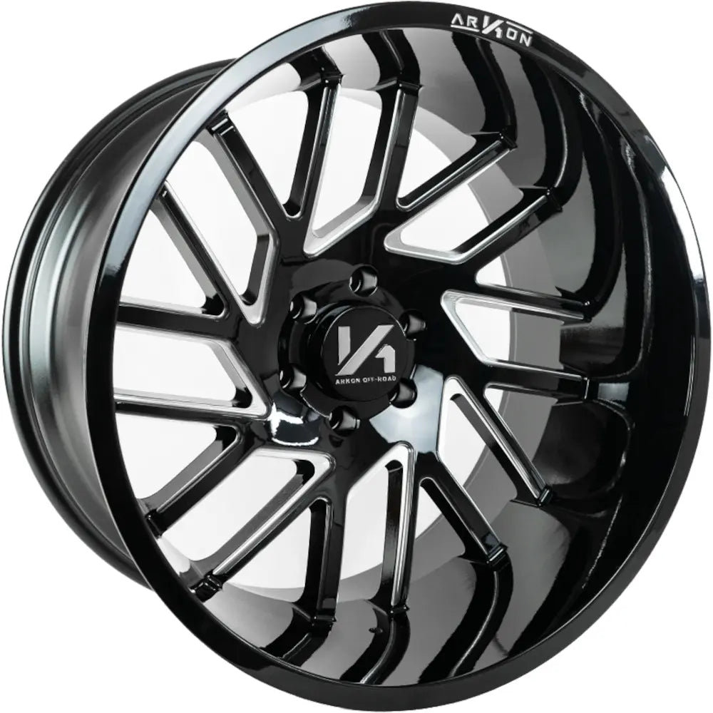ARKON OFFROAD MANDELA 24X12 8X170 -51 125.5 GLOSS BLACK W/ MILLED EDGES DIRECTIONAL