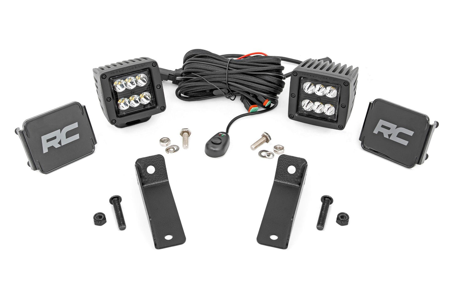 Rough Country LED Light Kit | Rear Mount | 2" Black Pair | Spot | Can-Am Maverick Sport 1000R