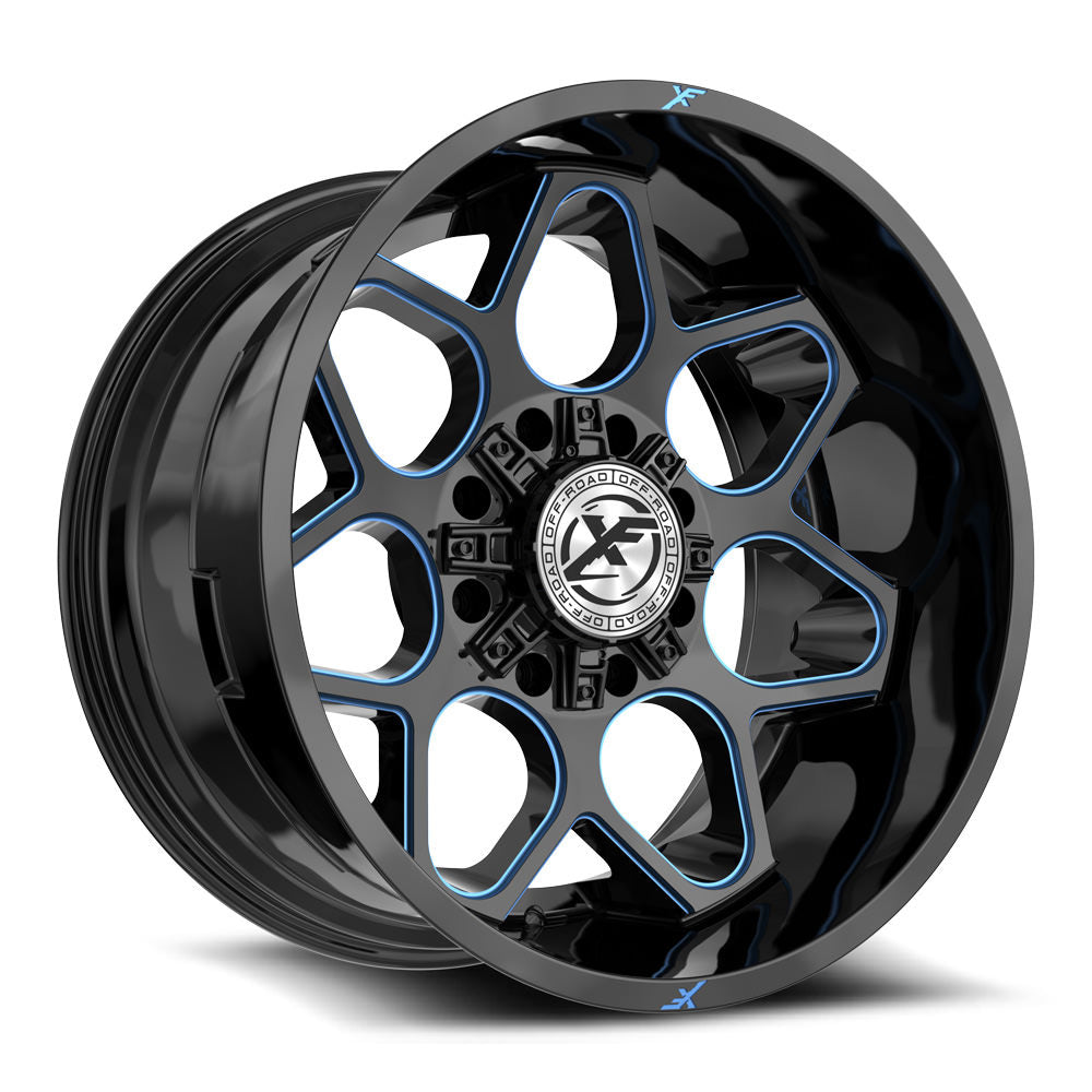 XF Off-Road XF-233 Gloss Black & Blue Milled