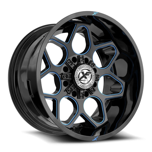 XF Off-Road XF-233 Gloss Black & Blue Milled
