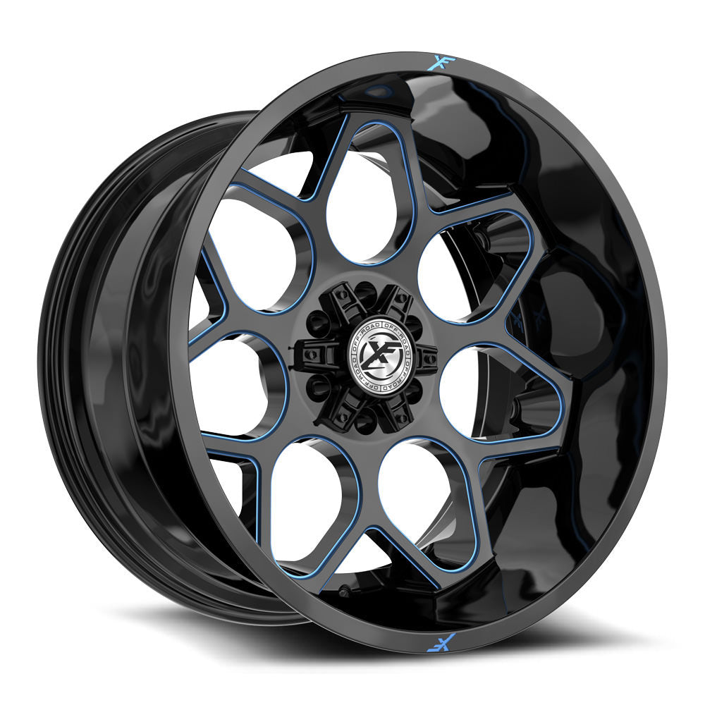 XF Off-Road XF-233 Gloss Black & Blue Milled