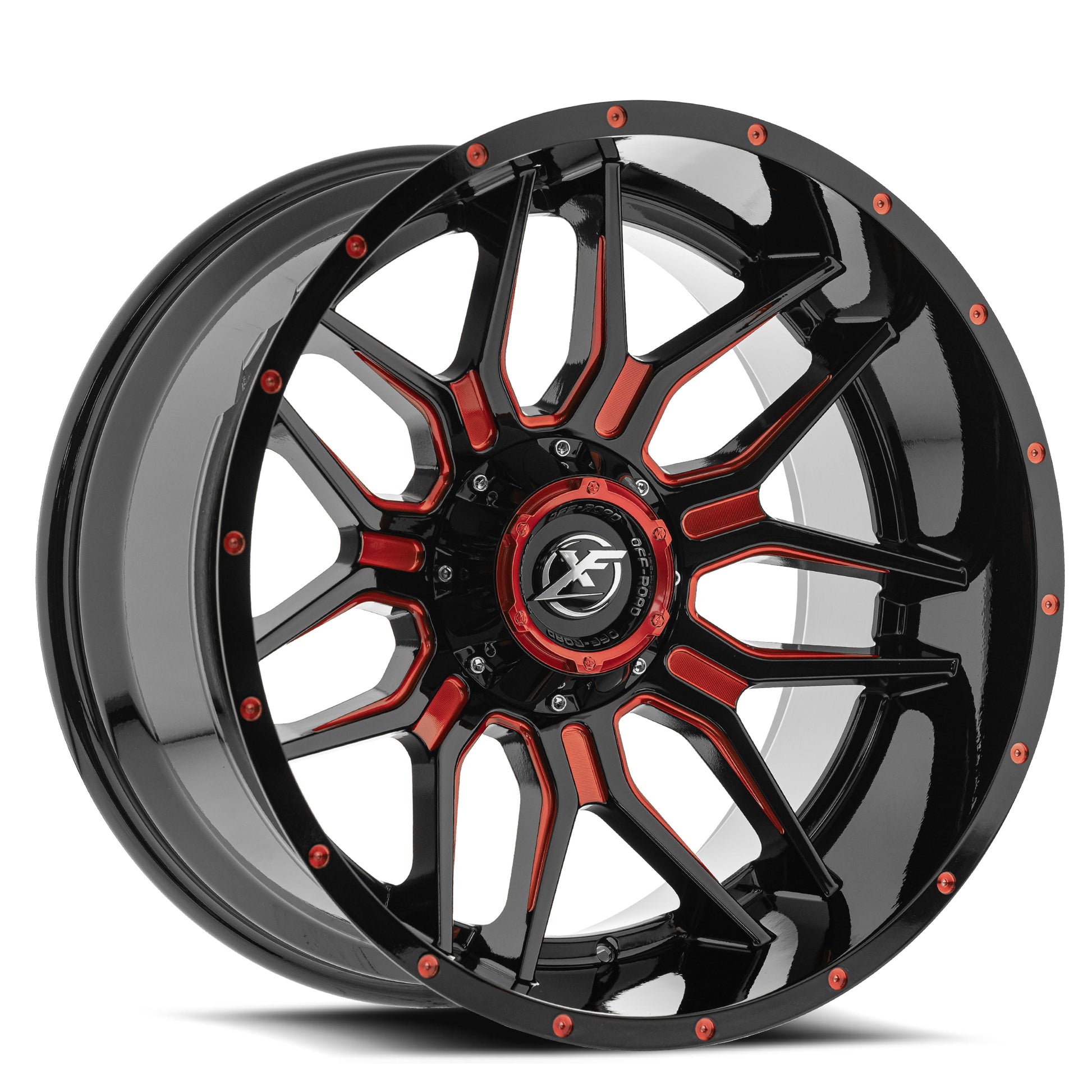 XF Off-Road XF-222 Gloss Black & Red Milled
