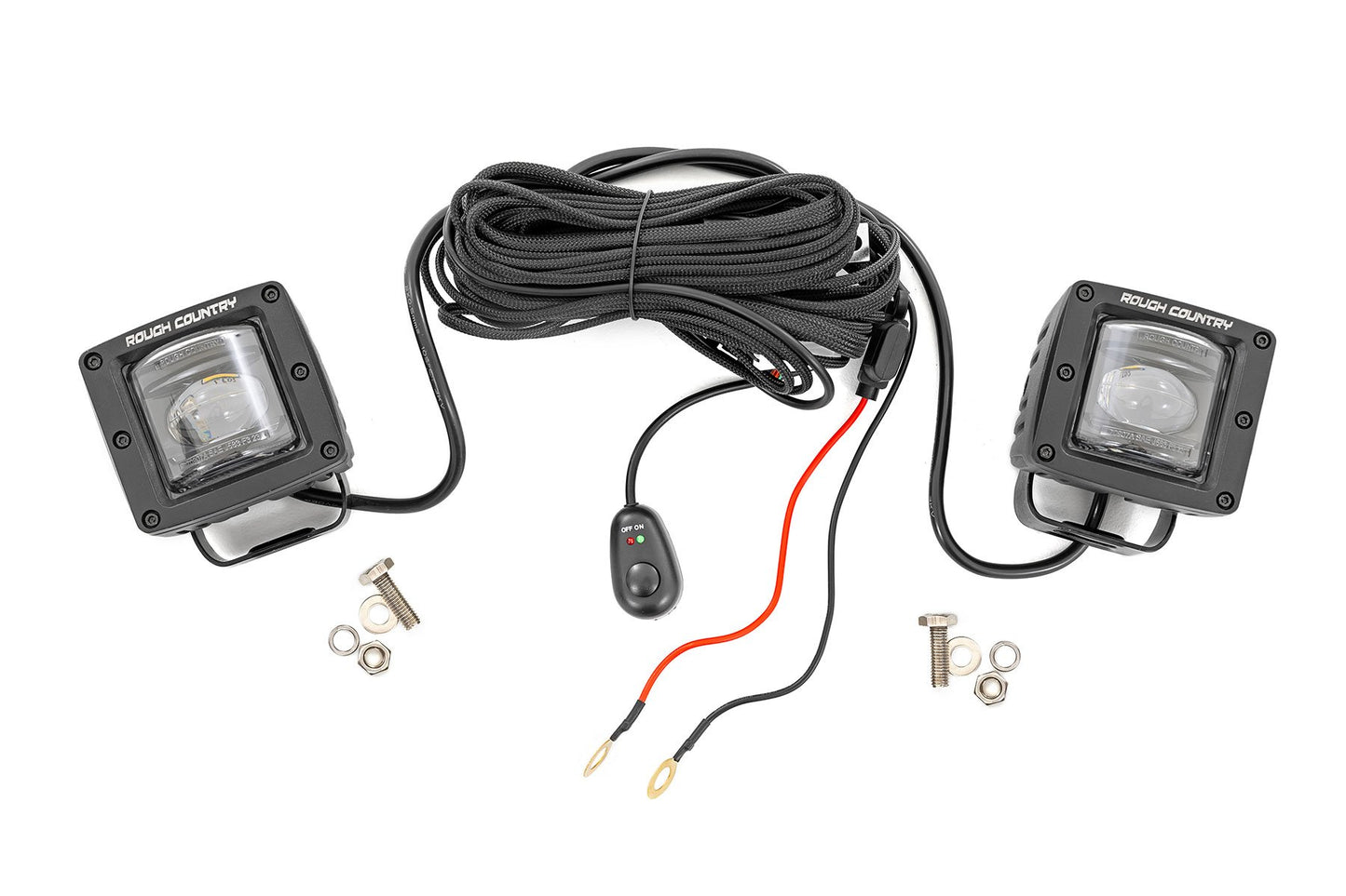 Rough Country 2 Inch Black Series LED Light Pods | SAE Fog | Yellow