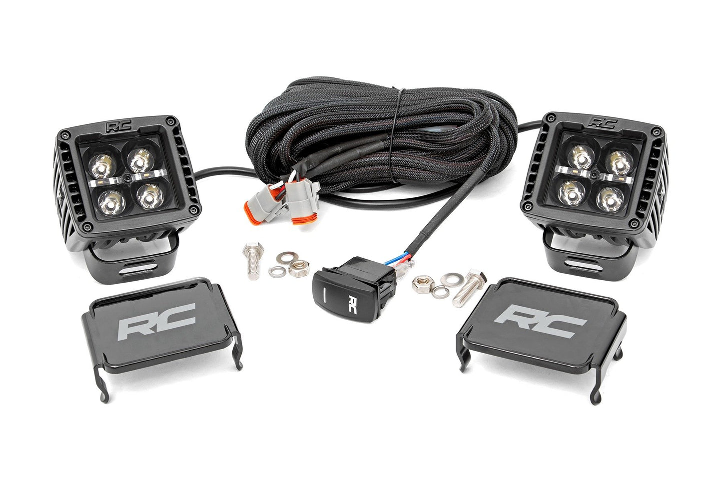 Rough Country 2 Inch Black Series LED Light Pods | Spot | Square | Amber DRL