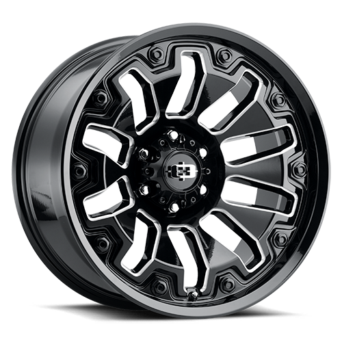 VISION ARMOR CUSTOM WHEEL Gloss Black Milled Spoke with Black Bolt Inserts