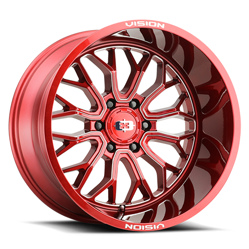 VISION RIOT CUSTOM WHEEL Red Tint Milled Spoke