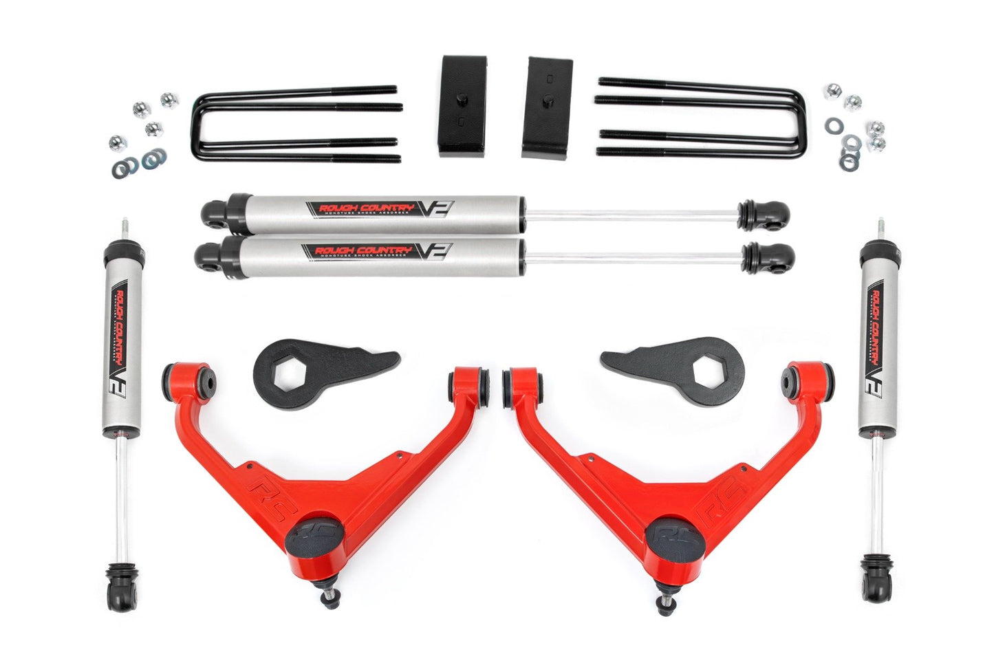 Rough Country 3 Inch Lift Kit | FT Code | V2 | Chevy/GMC 2500HD/3500HD/Suburban 2500/Yukon XL 2500 (01-10)
