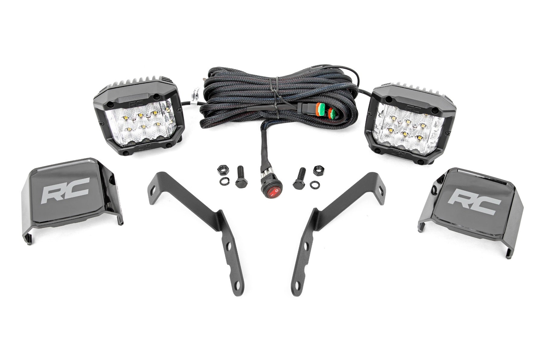Rough Country LED Light Kit | Ditch Mount |  3" OSRAM | Wide | Chevy 1500 & Chevy/GMC 2500HD/3500HD (07-14)