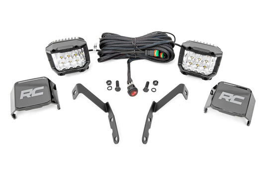 Rough Country LED Light Kit | Ditch Mount |  3" OSRAM | Wide | Chevy 1500 & Chevy/GMC 2500HD/3500HD (07-14)