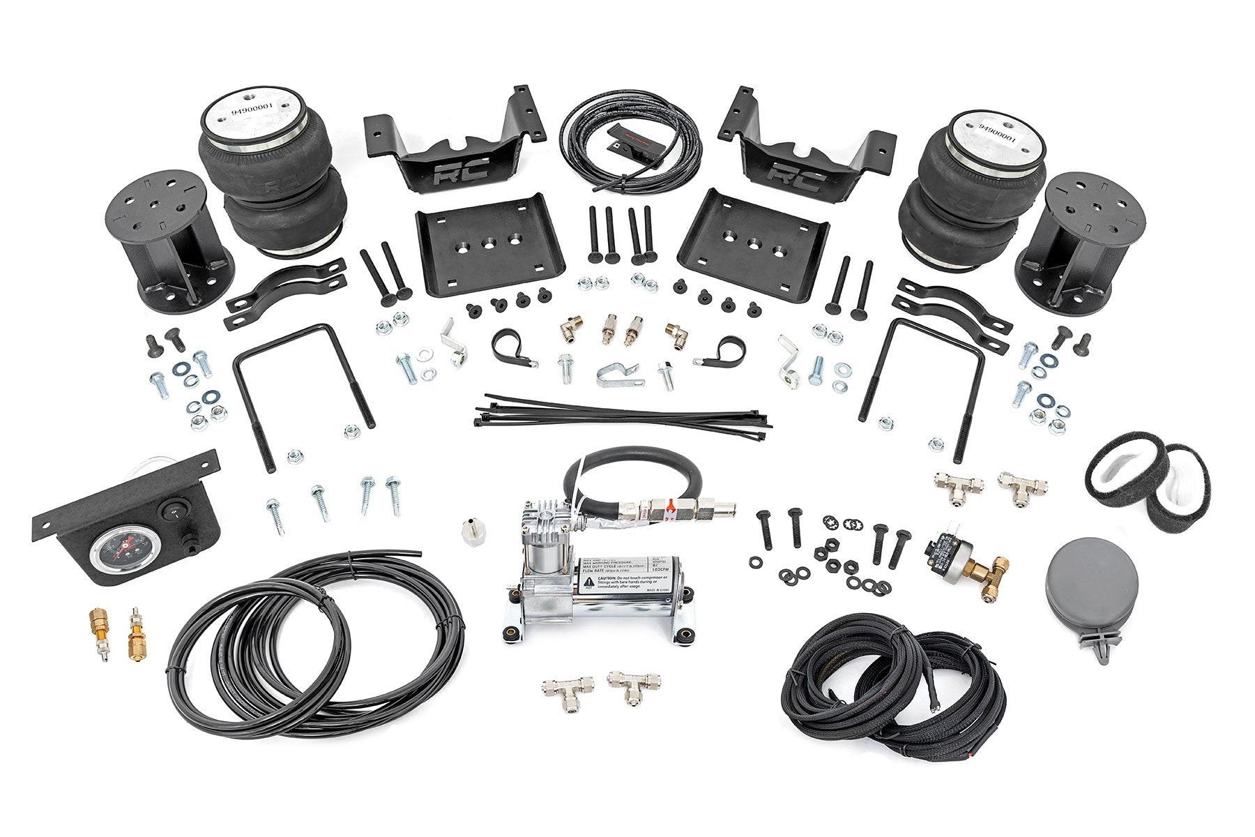 Rough Country Air Spring Kit w/compressor | 5 Inch Lift Kit | Chevy/GMC 1500 (07-18 & Classic)
