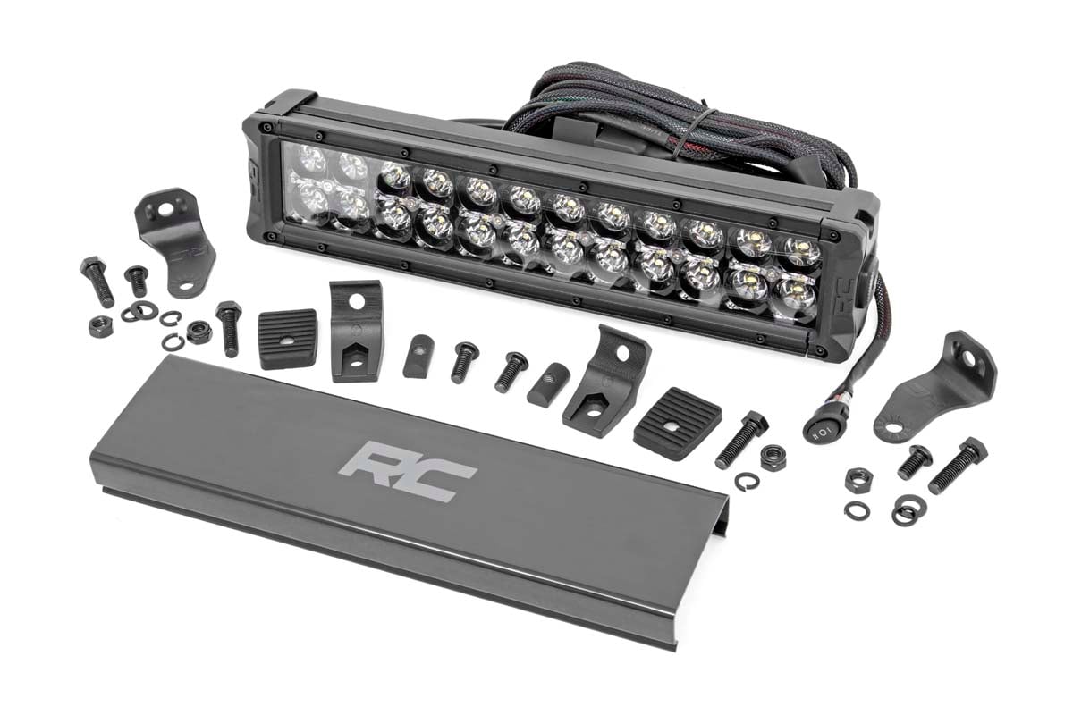 Rough Country 12 Inch Black Series LED Light Bar | Dual Row | White DRL
