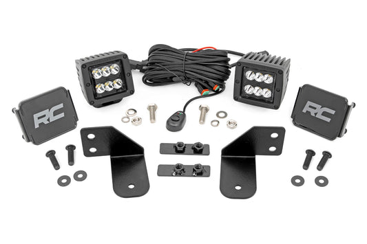 Rough Country LED Light | RR Cage Mount | 2" Black Spot Pair | Polaris Ranger 1000/Ranger XP 900/1000