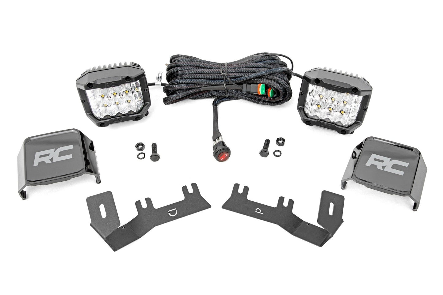 Rough Country LED Ditch Light Kit | 3in OSRAM Pair | Wide | Chevy/GMC 1500 (14-18 & Classic)