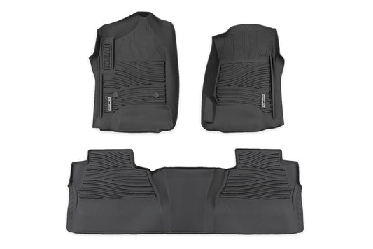 Rough Country Flex-Fit Floor Mats | FR & RR | FR Bucket | Crew | Chevy/GMC 1500/2500HD/3500HD 2WD/4WD