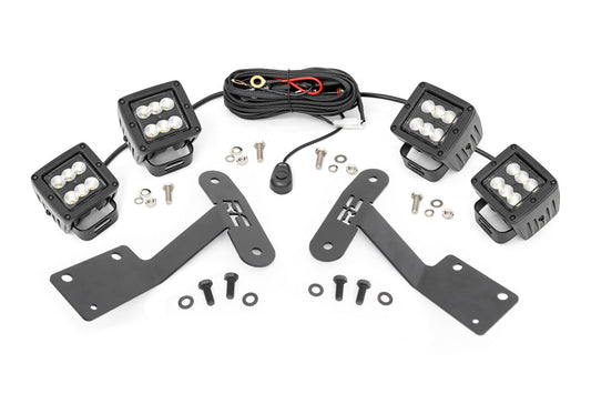 Rough Country LED Light Kit | Ditch Mount | Dual 2" Black Pairs | Flood | Toyota Tundra (14-21)