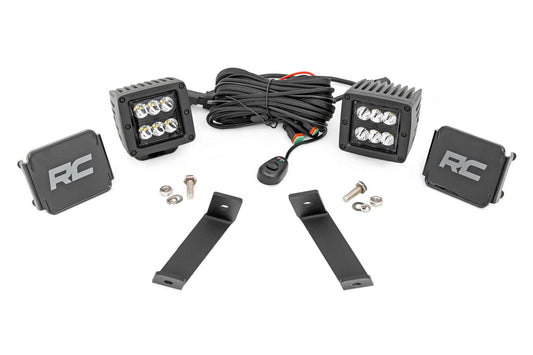 Rough Country LED Light Kit | Ditch Mount | 2" Black Pair | Spot | Jeep Cherokee KL (14-21)