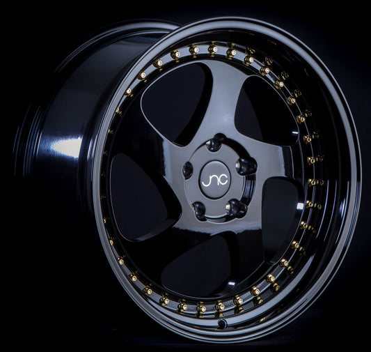 JNC034 Gloss Black Gold Rivets