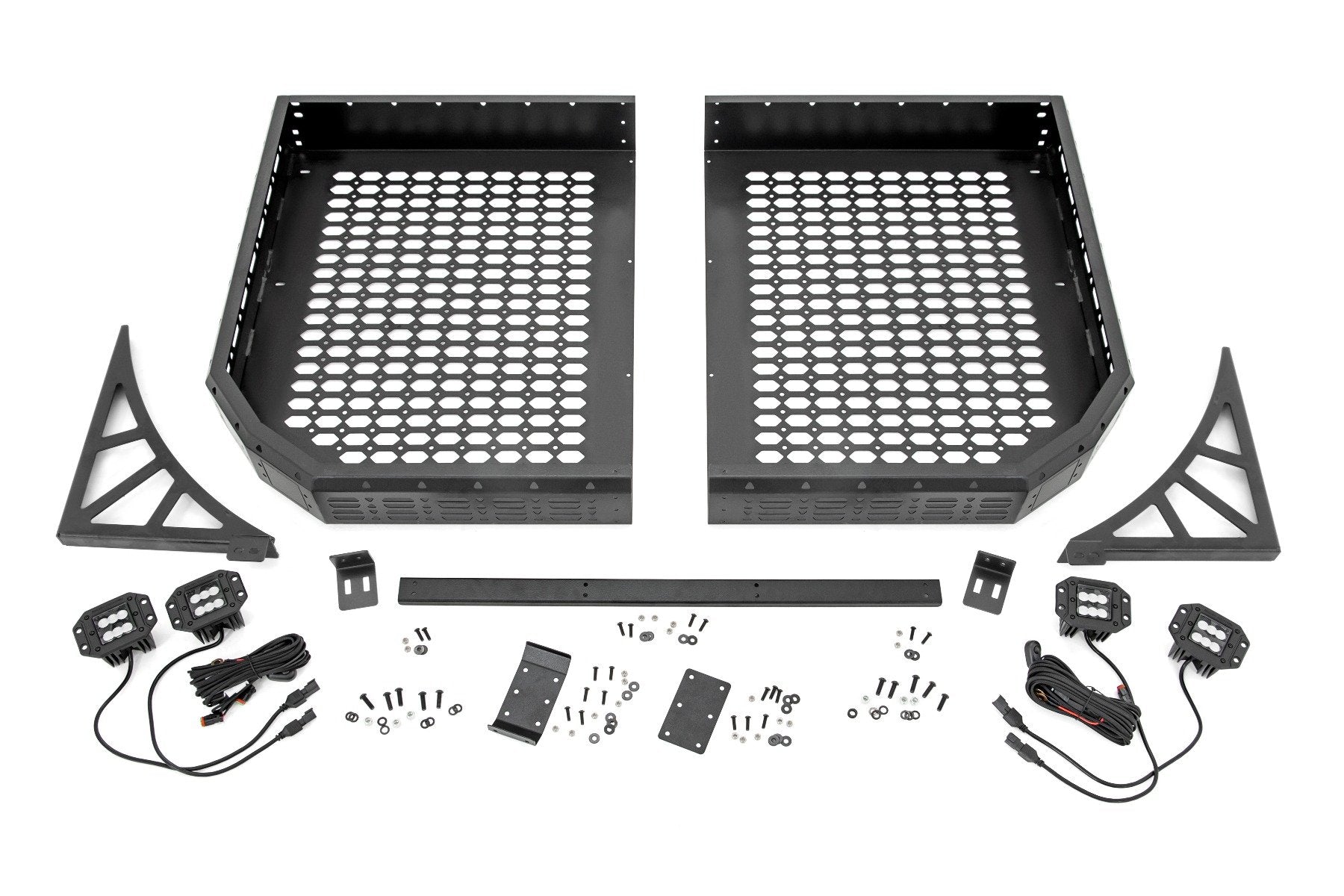 Rough Country Cargo Rack | Dual 2" Black LED Pairs | Flush Mount | Polaris Ranger XP 1000