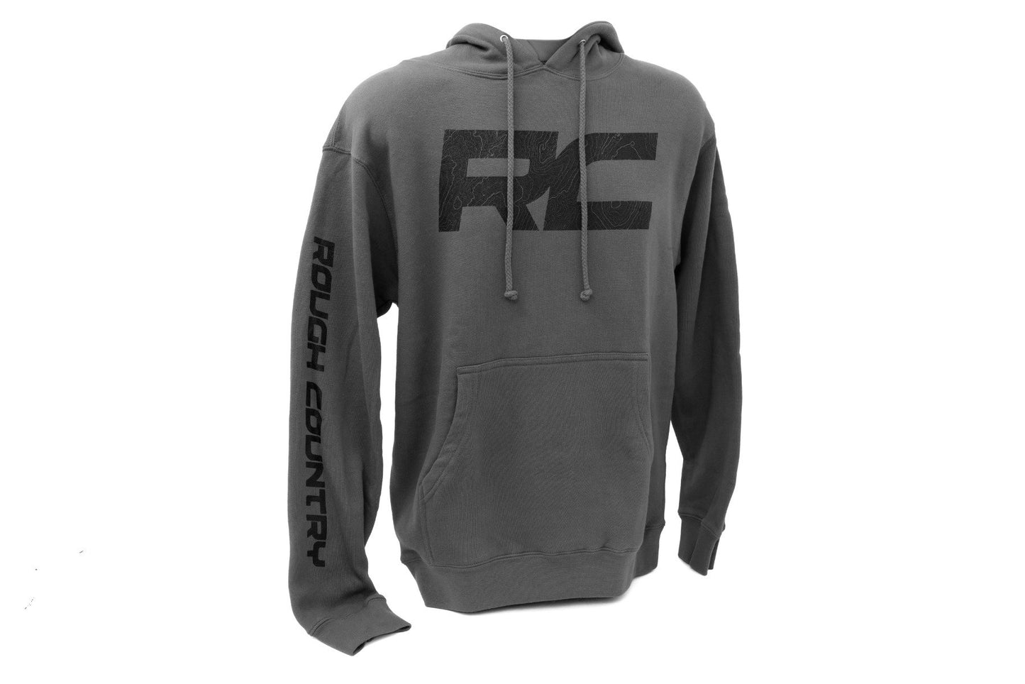 Rough Country Rough Country Hoodie | RC Topographical Sleeve | Charcoal | LG