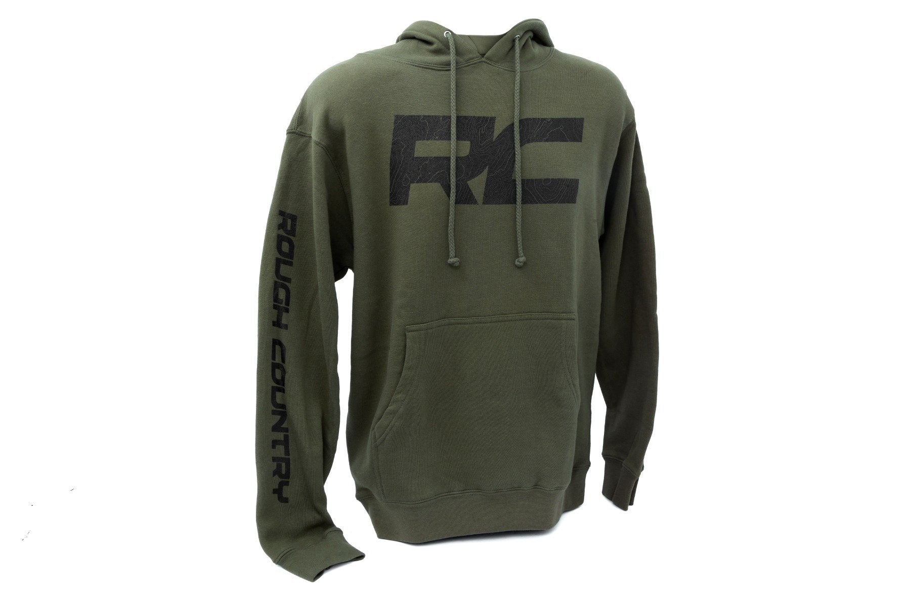Rough Country Rough Country Hoodie | RC Topographical Sleeve | Army Green | LG