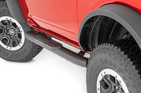 Rough Country Oval Nerf Steps | 2-Door | Black | Ford Bronco (2 Door) 4WD (2021-2025)