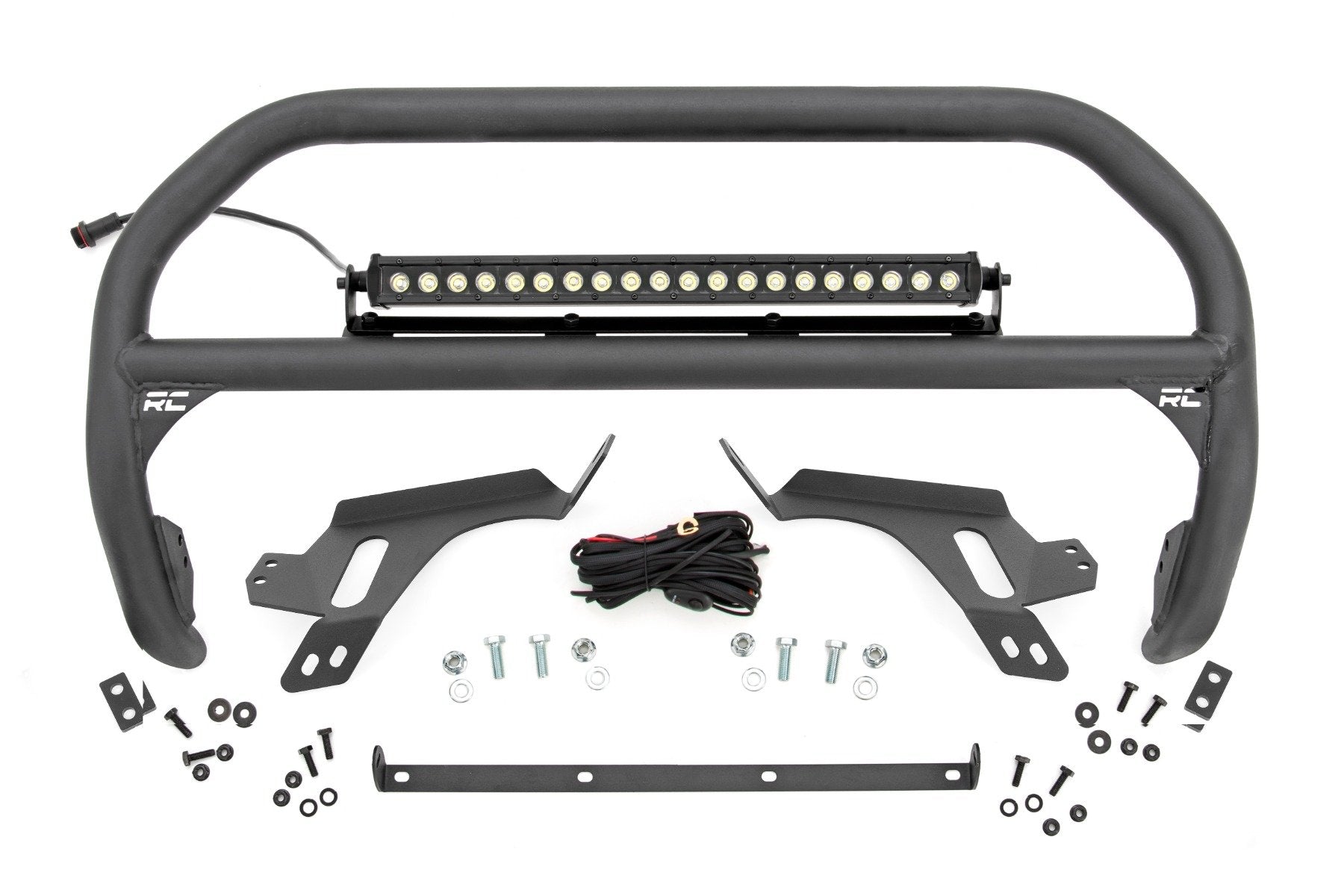 Rough Country Nudge Bar | w/ Tow Hooks | 20 Inch Black Single Row LED | Ford Bronco Sport (21-24)
