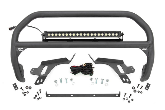 Rough Country Nudge Bar | w/ Tow Hooks | 20 Inch BLK DRL Single Row LED | Ford Bronco Sport (21-24)