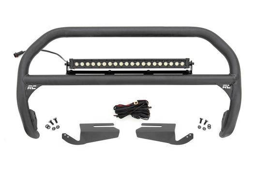 Rough Country Nudge Bar | 20 Inch BLK DRL Single Row LED | OE Modular Steel | Ford Bronco (21-25)