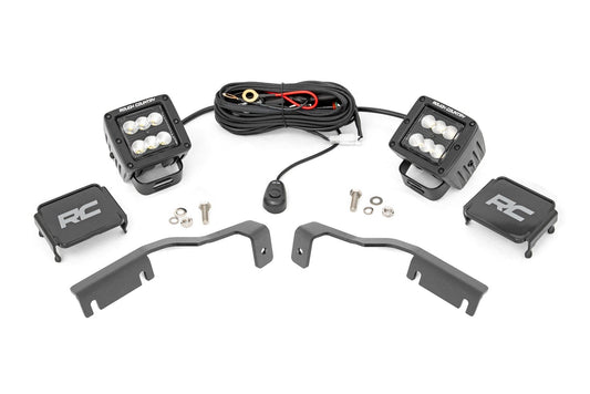 Rough Country LED Light Kit | Ditch Mount | 2" Black Pair | Flood | Nissan Frontier (22-26)
