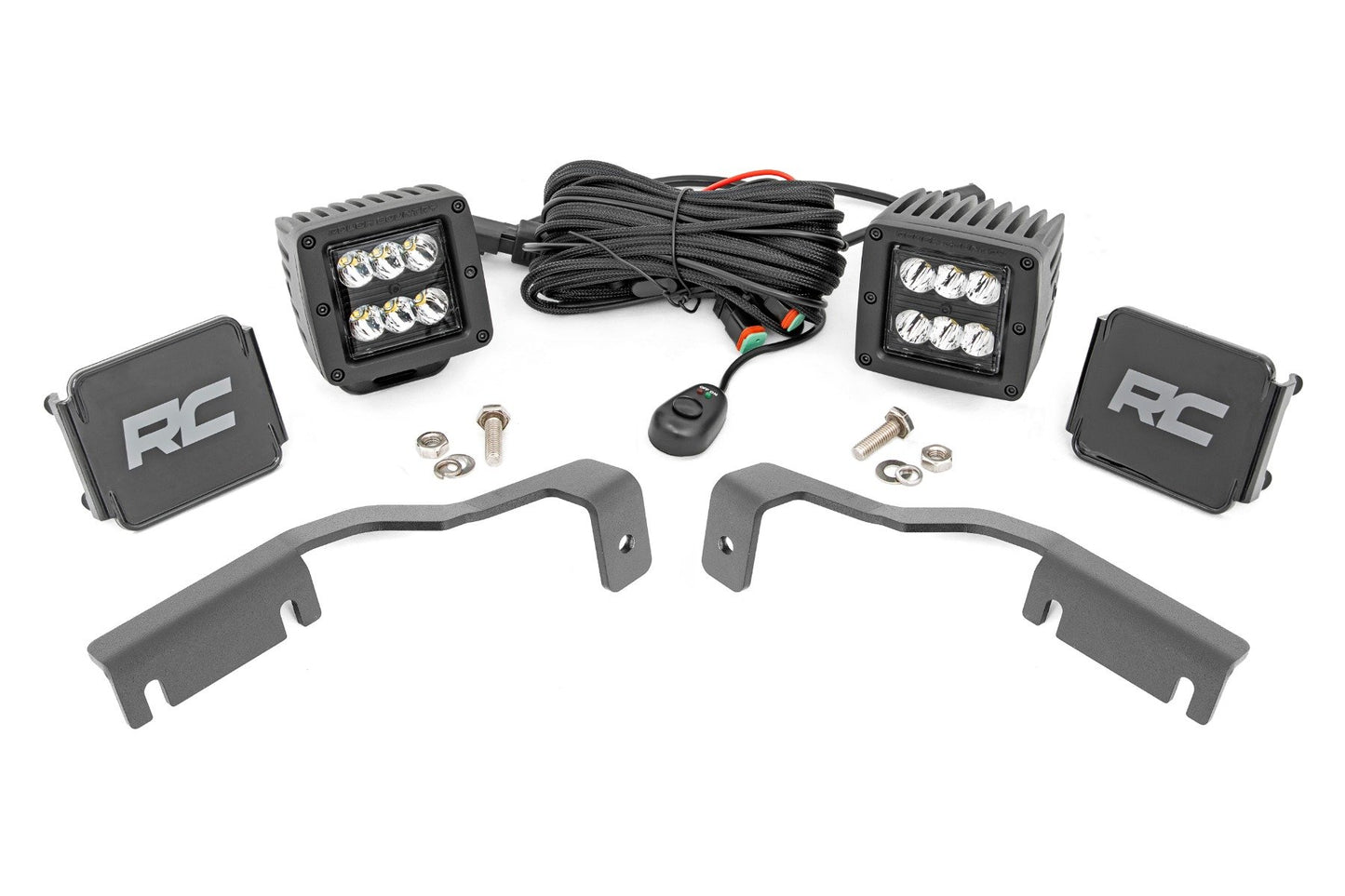 Rough Country LED Light Kit | Ditch Mount | 2" Black Pair | Spot | Nissan Frontier (22-26)