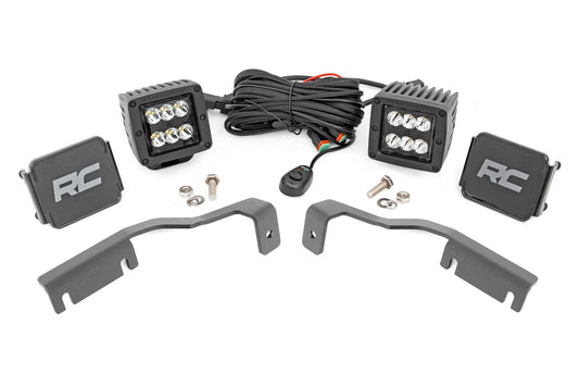 Rough Country LED Light Kit | Ditch Mount | 2" Black Pair | Spot | Nissan Frontier (22-26)