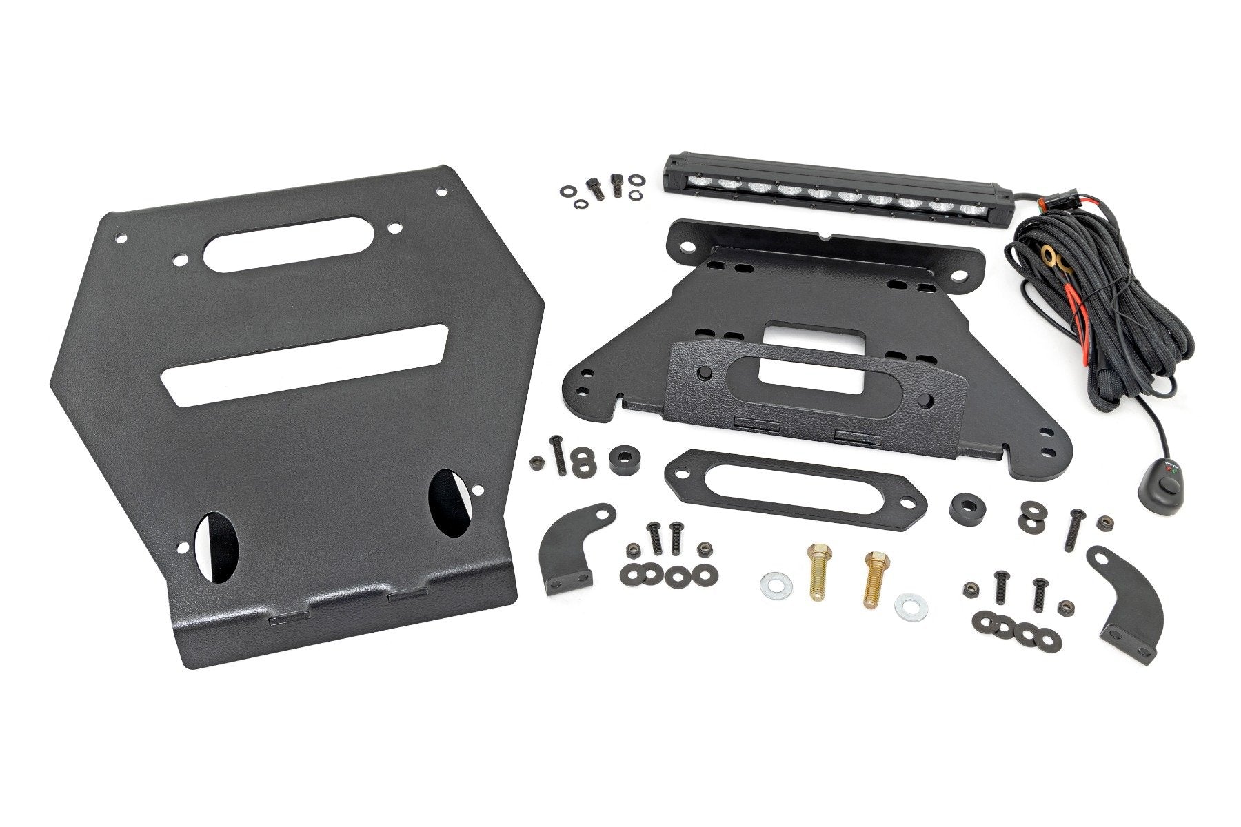 Rough Country LED Light | Winch Mount | Front | 10" Black Slimline | Polaris RZR Pro R