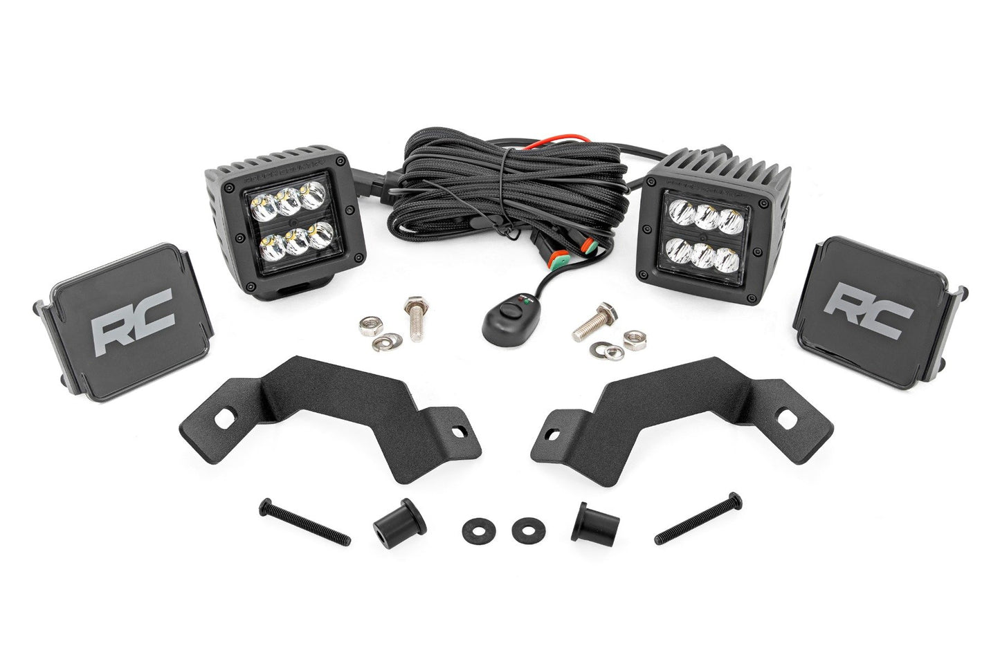 Rough Country LED Light Kit | Ditch Mount | 2" Black Pair | Spot | Toyota Land Cruiser (24-25)