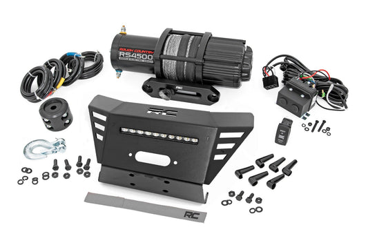 Rough Country Winch Plate | 4500-LB Winch | 10" Black Slimline | Honda Pioneer 520